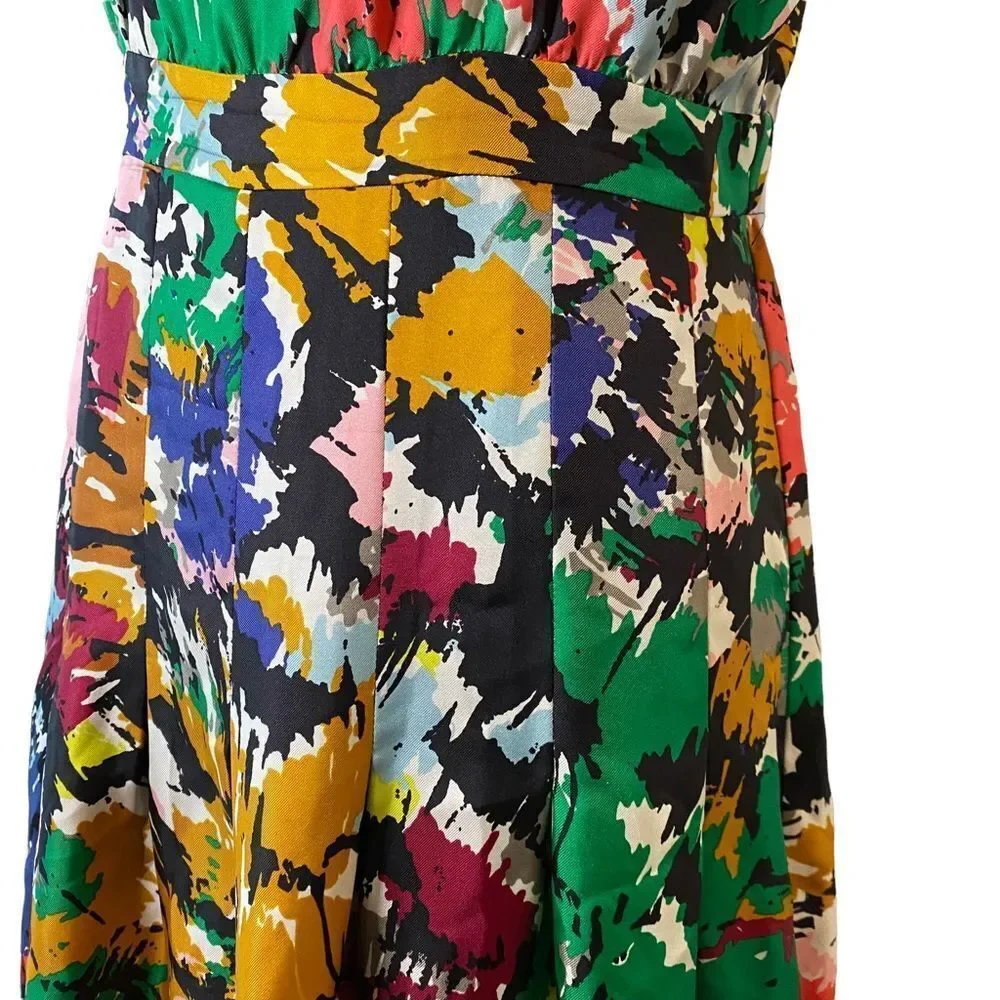 J Crew Silk Floral Brushstrokes Spaghetti Strap Midi Dress